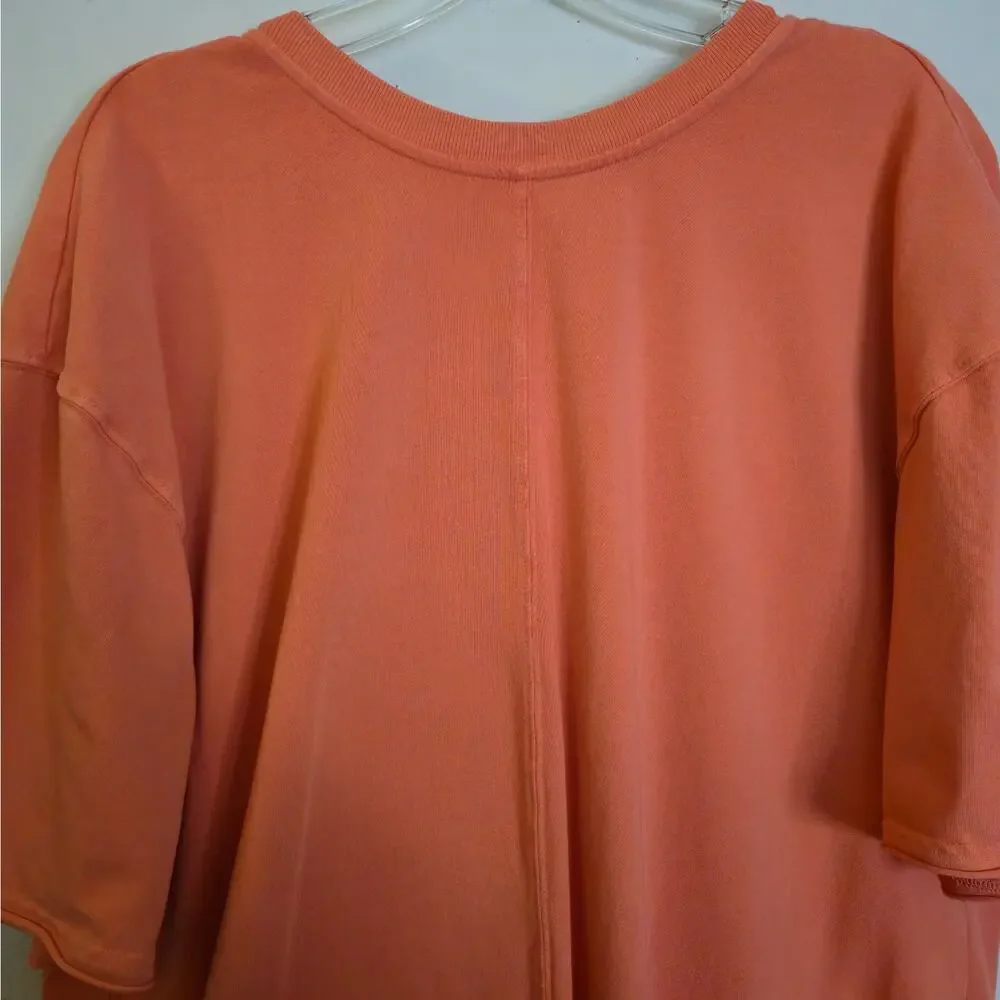 Free People Movement Hot Shot Tee Romper Pink Coral Size L Athleisure Cozy - Picture 4 of 10